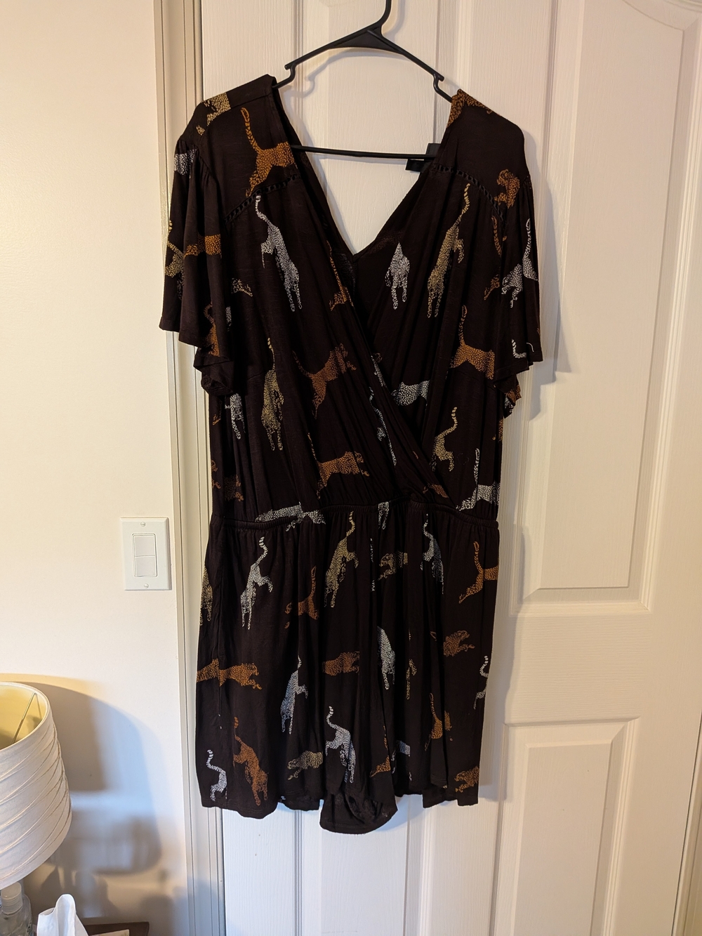 Lane Bryant Brown Romper with Metallic Animal Print